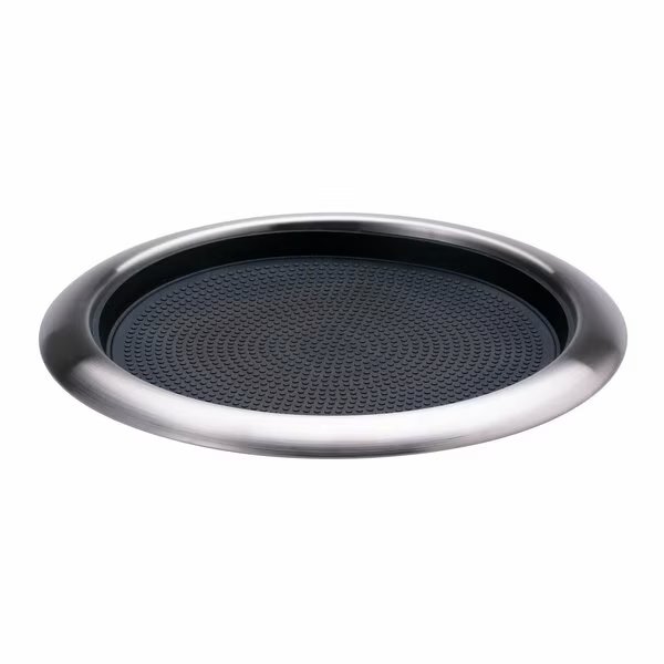 Tray with Removable Insert, 9 Round, Stainless Steel, Brushed, Service Ideas, Mfr#: TR119RI